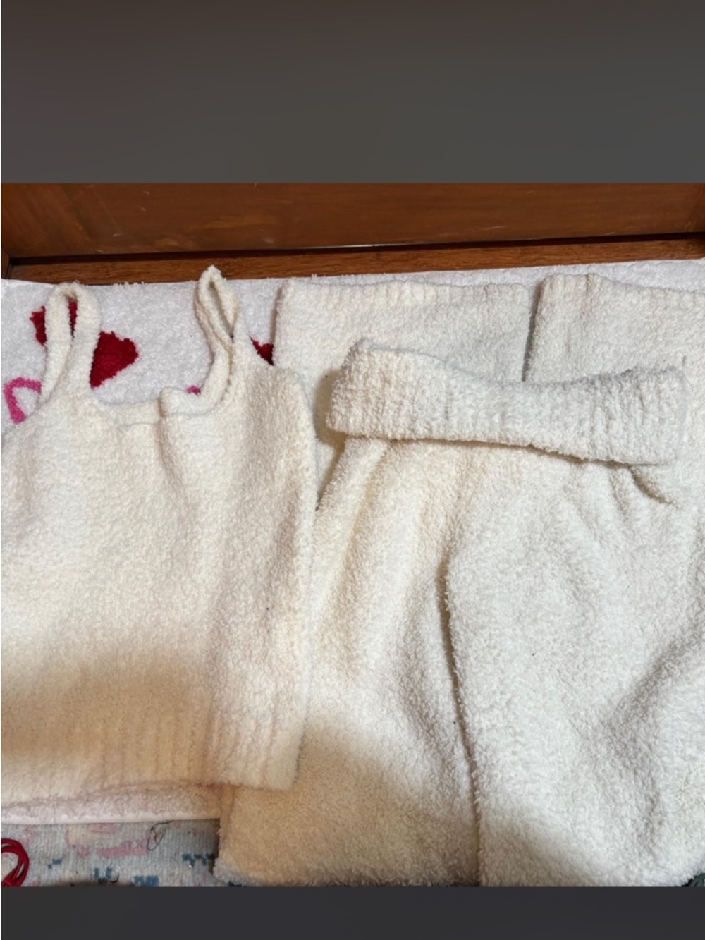 skims size xs Cozy Cream Sherpa Tank and a pants Set